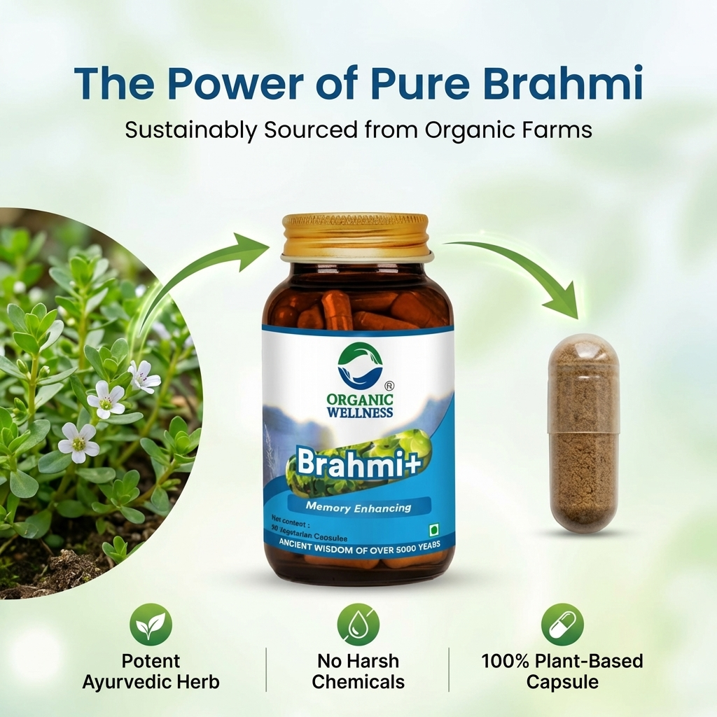 Organic Wellness Brahmi+ 90 Capsules II Memory Booster