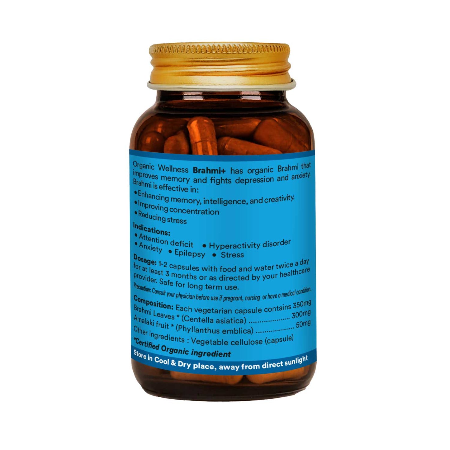 Organic Wellness Brahmi+ 90 Capsules II Memory Booster