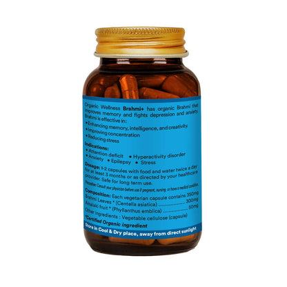 Organic Wellness Brahmi+ 90 Capsules II Memory Booster