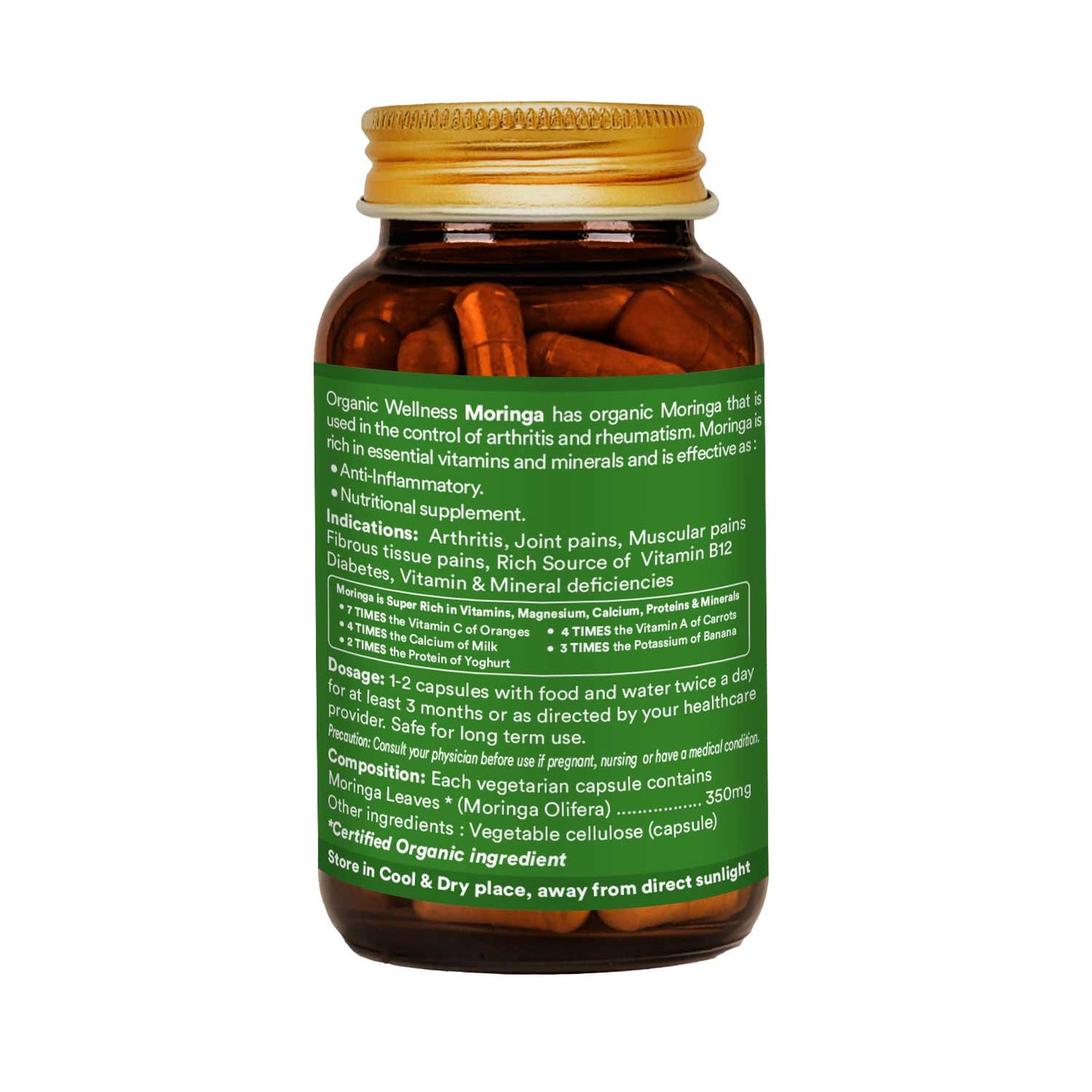Moringa Essential Nutrition 90 N Veg Capsules | Sahjan | Drumstick Leaf Powder for Weight Loss