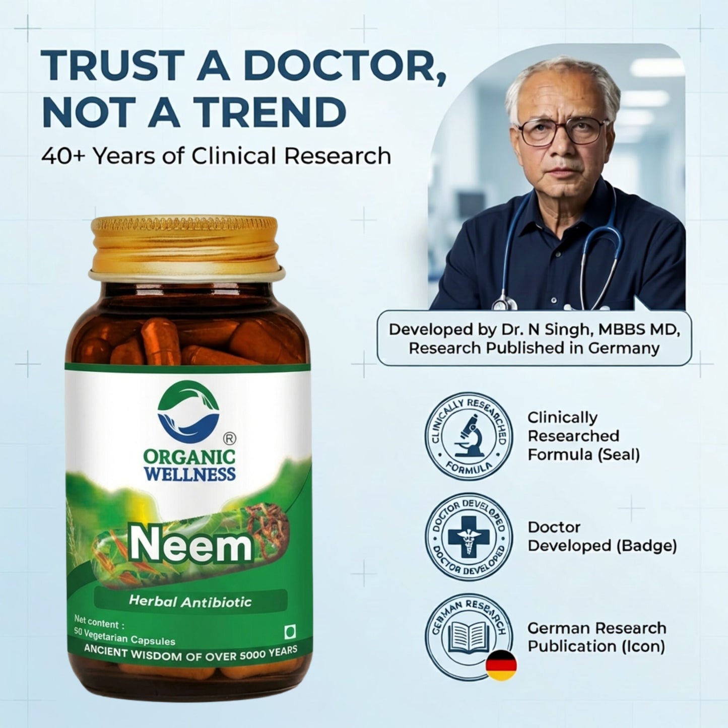 Neem 90 Capsules Bottle