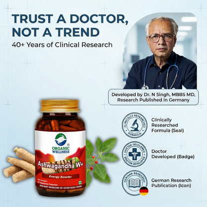 Ashwagandha | Certified Ashwagandha | For Immunity, Stress Relief & General Wellness | 90 Capsule Bottle