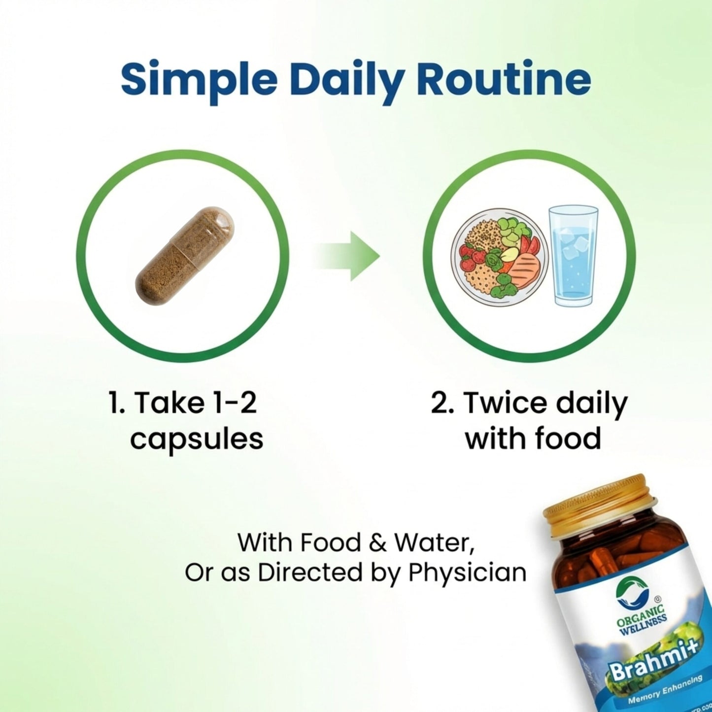 Organic Wellness Brahmi+ 90 Capsules II Memory Booster