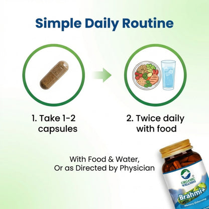 Organic Wellness Brahmi+ 90 Capsules II Memory Booster